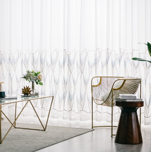 画像をギャラリービューアに読み込む, 【オーダー可】Nordic Embroidered Geometric Tulle Curtain 幾何刺繍カーテン(2色展開)