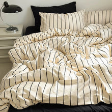 画像をギャラリービューアに読み込む, Nordic Black Stripe Bedding Set ブラックストライプ寝具カバーセット