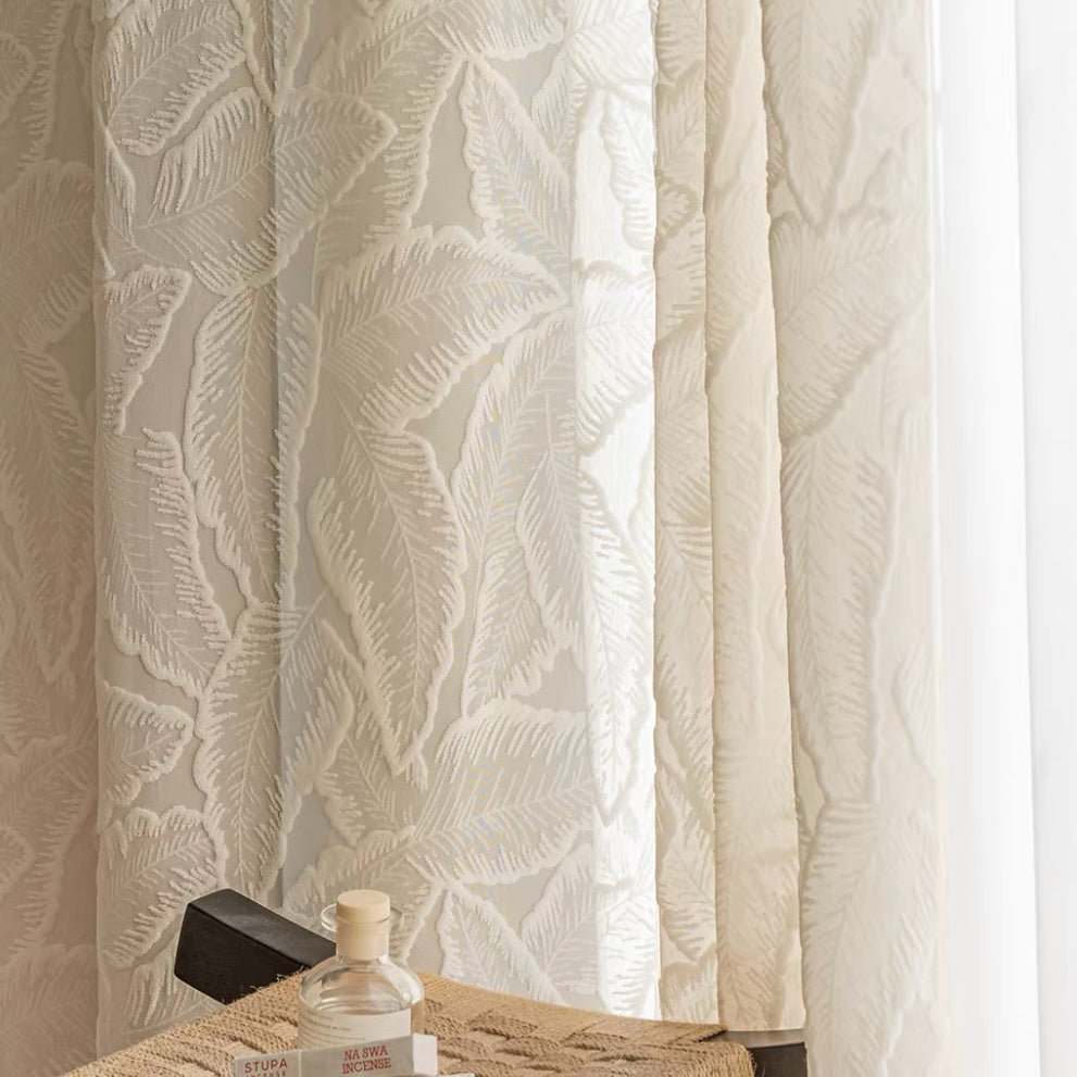 六畳の憩 Vintage Fern Relief Voile Curtain ヴィンテージ フェルン