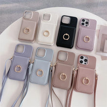 Load image into Gallery viewer, Ring Holder Card Wallet iPhone case リングホルダーポケット付きiPhoneケース五色