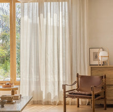 画像をギャラリービューアに読み込む, 【オーダー可】Natural Stripe Linen Curtain ストライプリネンシアーカーテン
