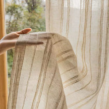 画像をギャラリービューアに読み込む, 【オーダー可】Natural Stripe Linen Curtain ストライプリネンシアーカーテン