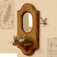 Load image into Gallery viewer, Retro Wooden Candle Holder Mirror レトロキャンドルホルダー壁掛け鏡