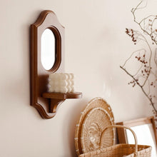Load image into Gallery viewer, Retro Wooden Candle Holder Mirror レトロキャンドルホルダー壁掛け鏡