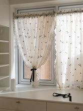 画像をギャラリービューアに読み込む, 【オーダー可】Black Camellia Lace Curtain ブラック椿レースカーテン
