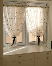 画像をギャラリービューアに読み込む, 【オーダー可】Black Camellia Lace Curtain ブラック椿レースカーテン