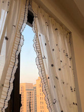 画像をギャラリービューアに読み込む, 【オーダー可】Black Camellia Lace Curtain ブラック椿レースカーテン