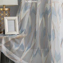 画像をギャラリービューアに読み込む, 【オーダー可】Nordic Embroidered Geometric Tulle Curtain 幾何刺繍カーテン(2色展開)