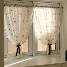 画像をギャラリービューアに読み込む, 【オーダー可】Black Camellia Lace Curtain ブラック椿レースカーテン