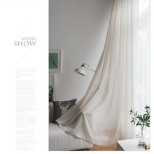 画像をギャラリービューアに読み込む, 【オーダー可】Beige linen tulle curtains 北欧風リネンレースカーテン
