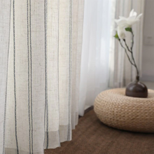 画像をギャラリービューアに読み込む, 【オーダー可】Blue Stripe Linen Curtain ブルーストライプリネンカーテン