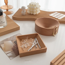 画像をギャラリービューアに読み込む, Wooden Nordic Style Water Ripple Board ウッドトレイ ウエーブプレート