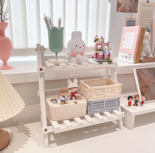 画像をギャラリービューアに読み込む, Wooden Double Layer Shelf 韓国風ウッドスタンド ディスプレイラック