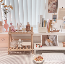 画像をギャラリービューアに読み込む, Wooden Double Layer Shelf 韓国風ウッドスタンド ディスプレイラック