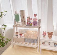 画像をギャラリービューアに読み込む, Wooden Double Layer Shelf 韓国風ウッドスタンド ディスプレイラック