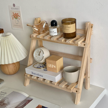 画像をギャラリービューアに読み込む, Wooden Double Layer Shelf 韓国風ウッドスタンド ディスプレイラック
