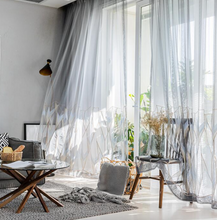 画像をギャラリービューアに読み込む, 【オーダー可】Nordic Embroidered Geometric Tulle Curtain 幾何刺繍カーテン(2色展開)