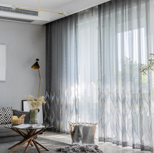 画像をギャラリービューアに読み込む, 【オーダー可】Nordic Embroidered Geometric Tulle Curtain 幾何刺繍カーテン(2色展開)