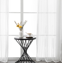 画像をギャラリービューアに読み込む, 【オーダー可】Modern White Leaf Tulle Curtain ホワイト葉柄レースカーテン