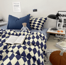 画像をギャラリービューアに読み込む, Diamond Lattice Bedding Set 菱形格子寝具カバー3点/4点セット