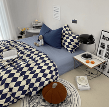 画像をギャラリービューアに読み込む, Diamond Lattice Bedding Set 菱形格子寝具カバー3点/4点セット