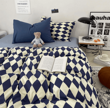 画像をギャラリービューアに読み込む, Diamond Lattice Bedding Set 菱形格子寝具カバー3点/4点セット