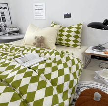 画像をギャラリービューアに読み込む, Diamond Lattice Bedding Set 菱形格子寝具カバー3点/4点セット