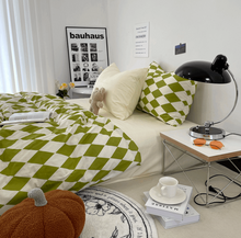 画像をギャラリービューアに読み込む, Diamond Lattice Bedding Set 菱形格子寝具カバー3点/4点セット