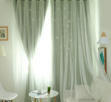 画像をギャラリービューアに読み込む, 【オーダー可】Romantic Star Double Layer Curtains 透かし彫り星柄の二重カーテン(七色展開)
