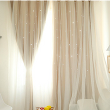 画像をギャラリービューアに読み込む, 【オーダー可】Romantic Star Double Layer Curtains 透かし彫り星柄の二重カーテン(七色展開)