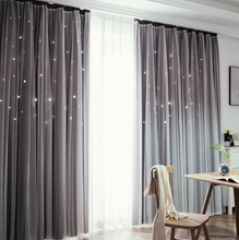 画像をギャラリービューアに読み込む, 【オーダー可】Romantic Star Double Layer Curtains 透かし彫り星柄の二重カーテン(七色展開)