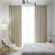 画像をギャラリービューアに読み込む, 【オーダー可】Romantic Star Double Layer Curtains 透かし彫り星柄の二重カーテン(七色展開)