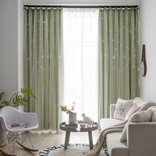 画像をギャラリービューアに読み込む, 【オーダー可】Romantic Star Double Layer Curtains 透かし彫り星柄の二重カーテン(七色展開)