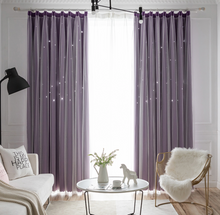 画像をギャラリービューアに読み込む, 【オーダー可】Romantic Star Double Layer Curtains 透かし彫り星柄の二重カーテン(七色展開)