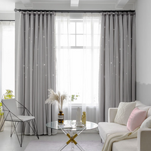 画像をギャラリービューアに読み込む, 【オーダー可】Romantic Star Double Layer Curtains 透かし彫り星柄の二重カーテン(七色展開)