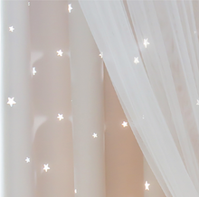 画像をギャラリービューアに読み込む, 【オーダー可】Romantic Star Double Layer Curtains 透かし彫り星柄の二重カーテン(七色展開)