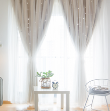画像をギャラリービューアに読み込む, 【オーダー可】Romantic Star Double Layer Curtains 透かし彫り星柄の二重カーテン(七色展開)