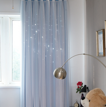 画像をギャラリービューアに読み込む, 【オーダー可】Romantic Star Double Layer Curtains 透かし彫り星柄の二重カーテン(七色展開)