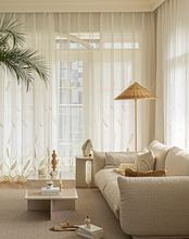 画像をギャラリービューアに読み込む, 【オーダー可】Feather Embroidered Lace Curtain 羽根柄刺繍レースカーテン