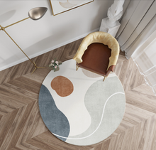 画像をギャラリービューアに読み込む, Modern Art Round Carpet モダンアートラウンドカーペット9種