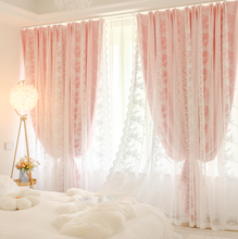 画像をギャラリービューアに読み込む, 【オーダー可】Flora Double Layer Curtain 姫系花柄二重カーテン