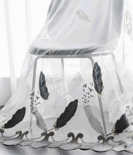 画像をギャラリービューアに読み込む, 【オーダー可】Feather Embroidered Lace Curtain 羽根柄刺繍レースカーテン