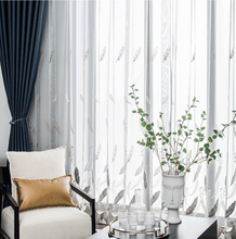 画像をギャラリービューアに読み込む, 【オーダー可】Feather Embroidered Lace Curtain 羽根柄刺繍レースカーテン