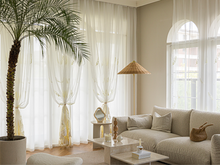 画像をギャラリービューアに読み込む, 【オーダー可】Feather Embroidered Lace Curtain 羽根柄刺繍レースカーテン