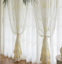 画像をギャラリービューアに読み込む, 【オーダー可】Feather Embroidered Lace Curtain 羽根柄刺繍レースカーテン