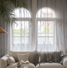 画像をギャラリービューアに読み込む, 【オーダー可】Feather Embroidered Lace Curtain 羽根柄刺繍レースカーテン