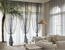 画像をギャラリービューアに読み込む, 【オーダー可】Feather Embroidered Lace Curtain 羽根柄刺繍レースカーテン