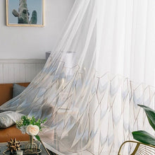 画像をギャラリービューアに読み込む, 【オーダー可】Nordic Embroidered Geometric Tulle Curtain 幾何刺繍カーテン(2色展開)