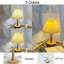 画像をギャラリービューアに読み込む, Korean Wooden Lamp 韓国風レトロプリーツランプ