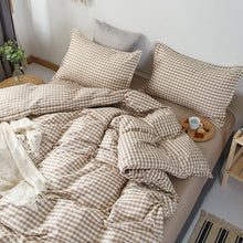 画像をギャラリービューアに読み込む, Cute Plaid Bedding Set チェック柄寝具カバー3点/4点セット